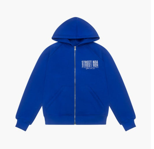 'Name Logo' Blue Zip Hoodie