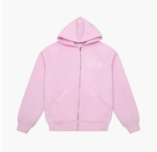 'Name Logo' Pink Zip Hoodie